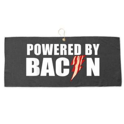 Powered By Bacon Large Microfiber Waffle Golf Towel