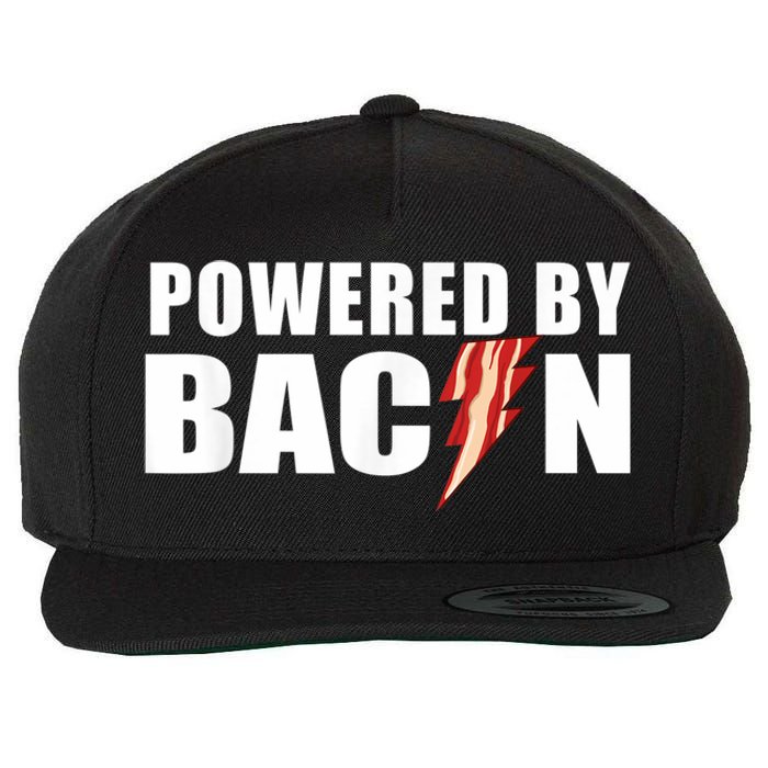 Powered By Bacon Wool Snapback Cap