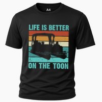 Pontoon Boat Boating Fathers Gift Life Is Better On The Toon Cooling Performance Crew T-Shirt