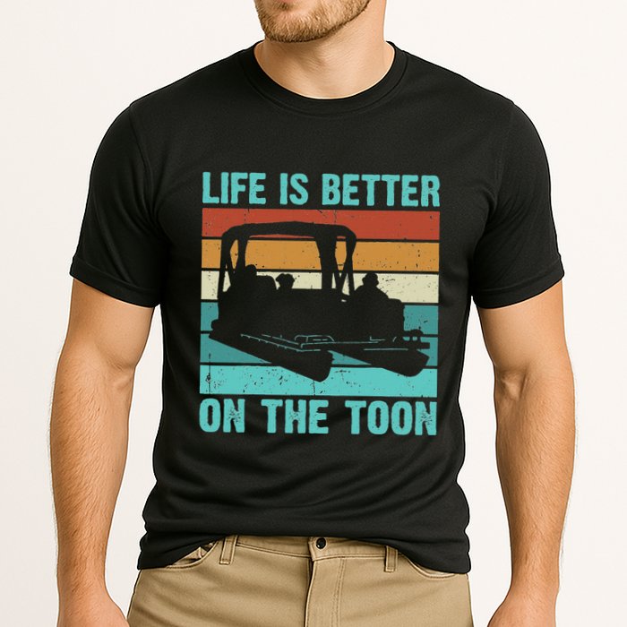 Pontoon Boat Boating Fathers Gift Life Is Better On The Toon Cooling Performance Crew T-Shirt