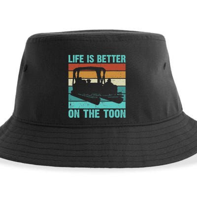 Pontoon Boat Boating Fathers Gift Life Is Better On The Toon Sustainable Bucket Hat