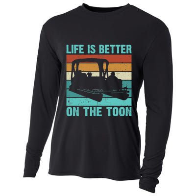 Pontoon Boat Boating Fathers Gift Life Is Better On The Toon Cooling Performance Long Sleeve Crew