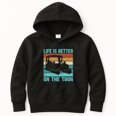 Pontoon Boat Boating Fathers Gift Life Is Better On The Toon Kids Hoodie