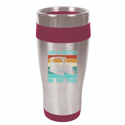Pontoon Boat Boating Fathers Gift Life Is Better On The Toon 16oz Travel Tumbler