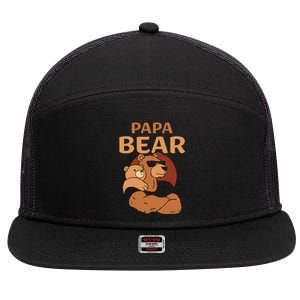 Papa Bear Bears Animal Pun Lover Dad Father Daddy Father's 7 Panel Mesh Trucker Snapback Hat