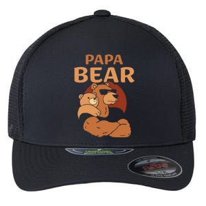 Papa Bear Bears Animal Pun Lover Dad Father Daddy Father's Flexfit Unipanel Trucker Cap