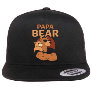 Papa Bear Bears Animal Pun Lover Dad Father Daddy Father's Flat Bill Trucker Hat