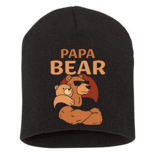 Papa Bear Bears Animal Pun Lover Dad Father Daddy Father's Short Acrylic Beanie