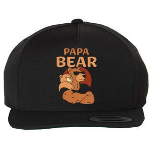 Papa Bear Bears Animal Pun Lover Dad Father Daddy Father's Wool Snapback Cap