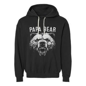 Papa Bear Best Idea Fathers Day Funny Bear Gifts Garment-Dyed Fleece Hoodie