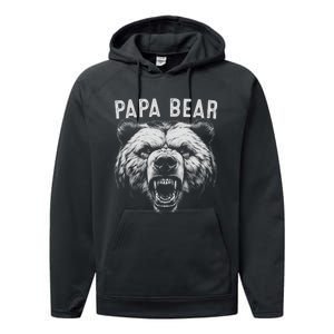 Papa Bear Best Idea Fathers Day Funny Bear Gifts Performance Fleece Hoodie