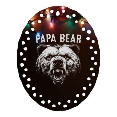 Papa Bear Best Idea Fathers Day Funny Bear Gifts Ceramic Oval Ornament