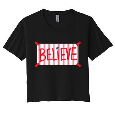 Philadelphia Baseball Believe Women's Crop Top Tee