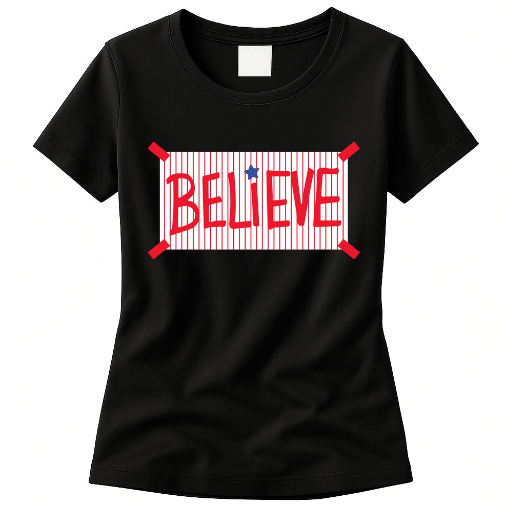Philadelphia Baseball Believe Womens T-Shirt