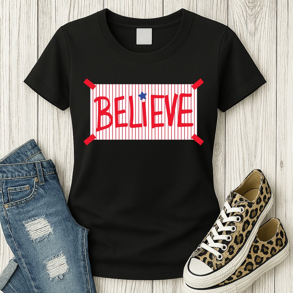 Philadelphia Baseball Believe Womens T-Shirt