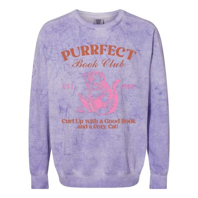 Purrfect Book Club Est 1993a Good Book A Cozy Cat Colorblast Crewneck Sweatshirt