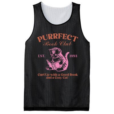 Purrfect Book Club Est 1993a Good Book A Cozy Cat Mesh Reversible Basketball Jersey Tank