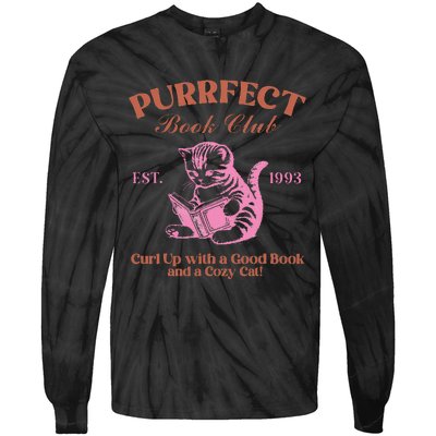 Purrfect Book Club Est 1993a Good Book A Cozy Cat Tie-Dye Long Sleeve Shirt