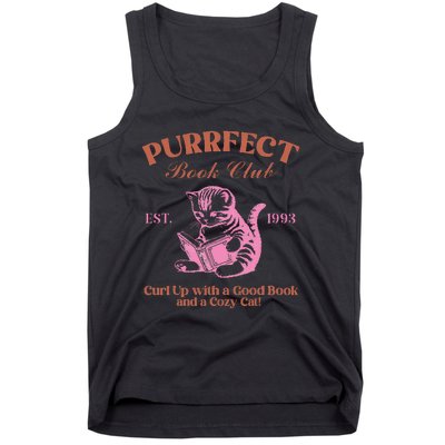 Purrfect Book Club Est 1993a Good Book A Cozy Cat Tank Top