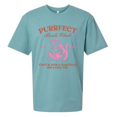 Purrfect Book Club Est 1993a Good Book A Cozy Cat Sueded Cloud Jersey T-Shirt