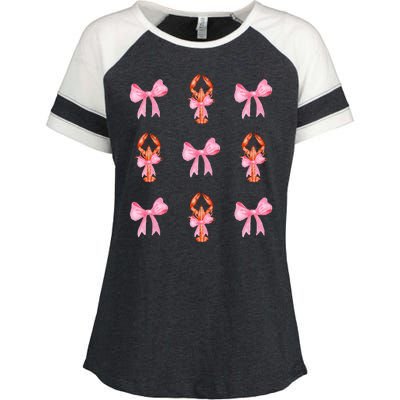 Pink Bow Cute Coquette Crawfish Y2k Clean Girl Aesthetic Enza Ladies Jersey Colorblock Tee