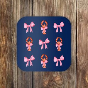 Pink Bow Cute Coquette Crawfish Y2k Clean Girl Aesthetic Coaster