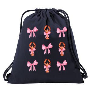 Pink Bow Cute Coquette Crawfish Y2k Clean Girl Aesthetic Drawstring Bag