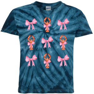 Pink Bow Cute Coquette Crawfish Y2k Clean Girl Aesthetic Kids Tie-Dye T-Shirt