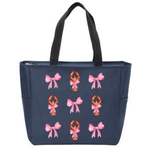 Pink Bow Cute Coquette Crawfish Y2k Clean Girl Aesthetic Zip Tote Bag