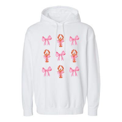 Pink Bow Cute Coquette Crawfish Y2k Clean Girl Aesthetic Garment-Dyed Fleece Hoodie