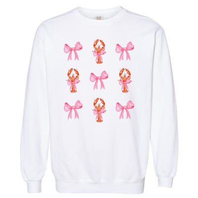 Pink Bow Cute Coquette Crawfish Y2k Clean Girl Aesthetic Garment-Dyed Sweatshirt