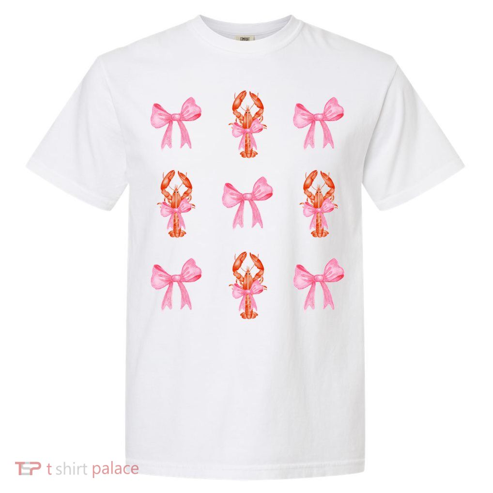Pink Bow Cute Coquette Crawfish Y2k Clean Girl Aesthetic Garment-Dyed Heavyweight T-Shirt