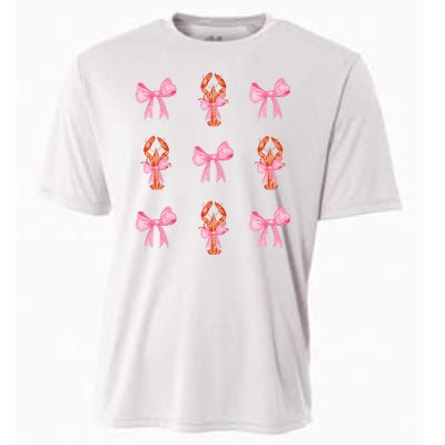 Pink Bow Cute Coquette Crawfish Y2k Clean Girl Aesthetic Cooling Performance Crew T-Shirt