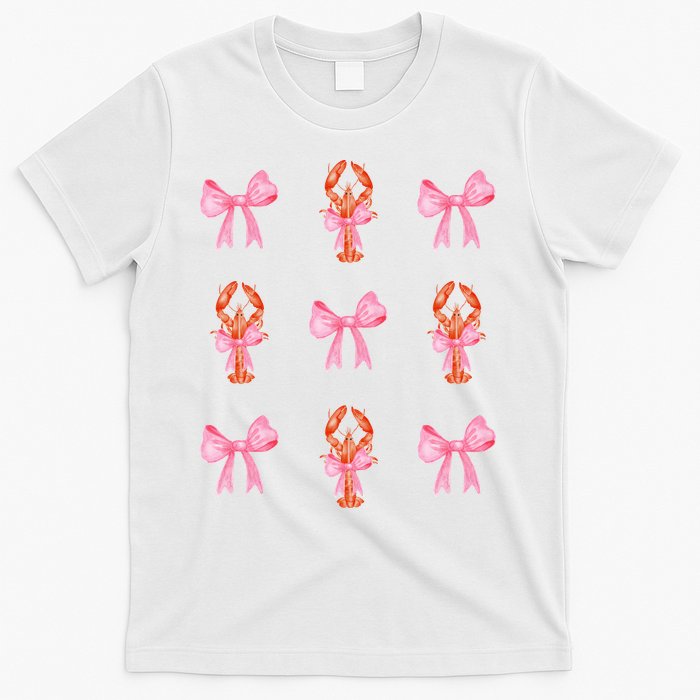 Pink Bow Cute Coquette Crawfish Y2k Clean Girl Aesthetic T-Shirt