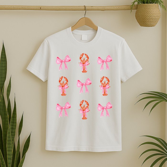 Pink Bow Cute Coquette Crawfish Y2k Clean Girl Aesthetic T-Shirt