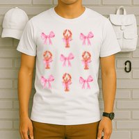 Pink Bow Cute Coquette Crawfish Y2k Clean Girl Aesthetic T-Shirt