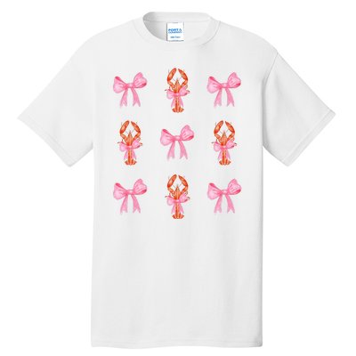 Pink Bow Cute Coquette Crawfish Y2k Clean Girl Aesthetic Tall T-Shirt