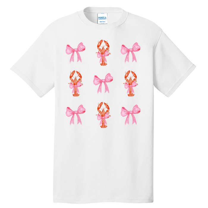 Pink Bow Cute Coquette Crawfish Y2k Clean Girl Aesthetic Tall T-Shirt