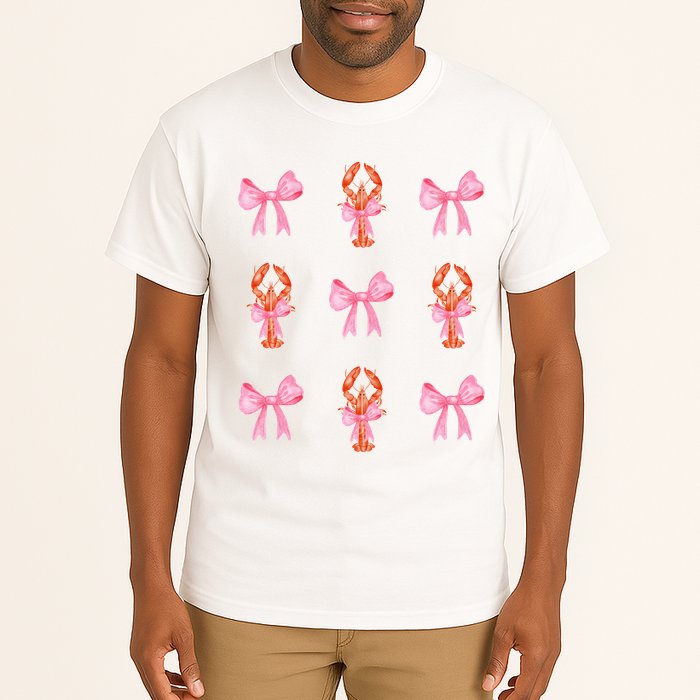Pink Bow Cute Coquette Crawfish Y2k Clean Girl Aesthetic Tall T-Shirt