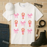 Pink Bow Cute Coquette Crawfish Y2k Clean Girl Aesthetic Tall T-Shirt