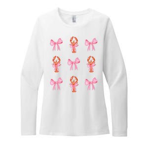 Pink Bow Cute Coquette Crawfish Y2k Clean Girl Aesthetic Womens CVC Long Sleeve Shirt