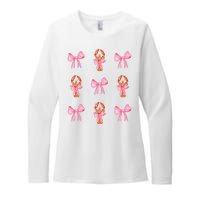 Pink Bow Cute Coquette Crawfish Y2k Clean Girl Aesthetic Womens CVC Long Sleeve Shirt