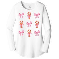 Pink Bow Cute Coquette Crawfish Y2k Clean Girl Aesthetic Women's Perfect Tri Tunic Long Sleeve Shirt