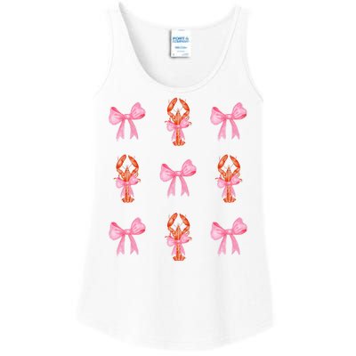 Pink Bow Cute Coquette Crawfish Y2k Clean Girl Aesthetic Ladies Essential Tank