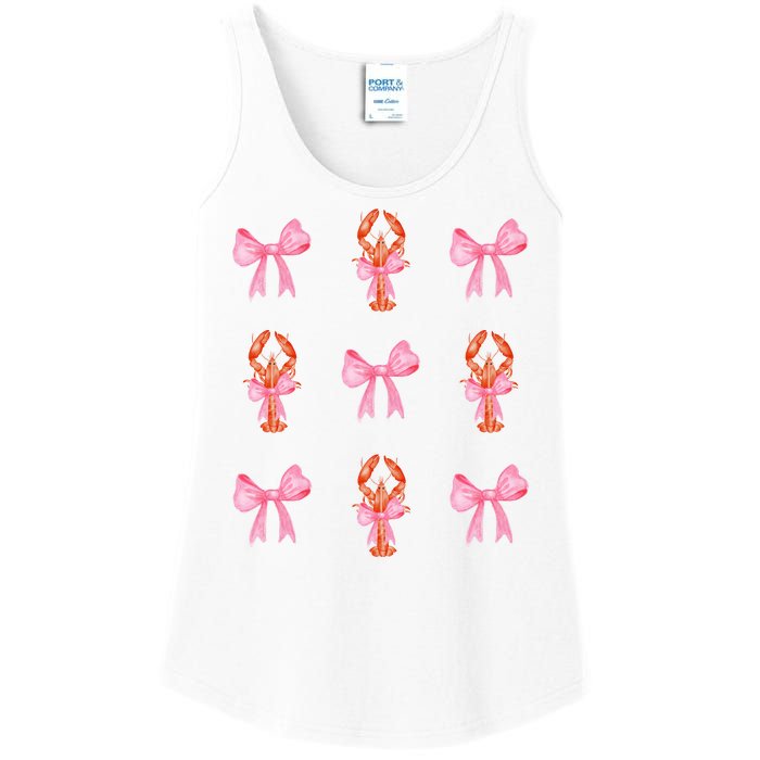 Pink Bow Cute Coquette Crawfish Y2k Clean Girl Aesthetic Ladies Essential Tank