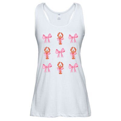 Pink Bow Cute Coquette Crawfish Y2k Clean Girl Aesthetic Ladies Essential Flowy Tank