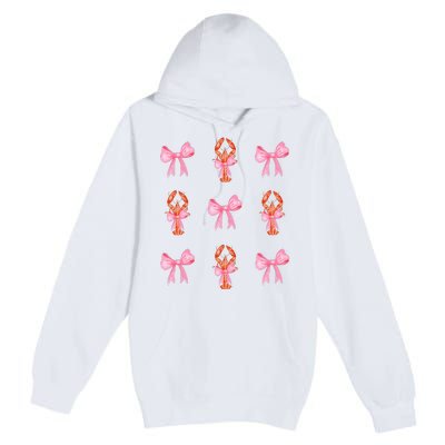 Pink Bow Cute Coquette Crawfish Y2k Clean Girl Aesthetic Premium Pullover Hoodie