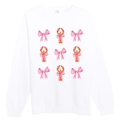 Pink Bow Cute Coquette Crawfish Y2k Clean Girl Aesthetic Premium Crewneck Sweatshirt