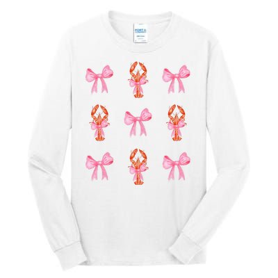 Pink Bow Cute Coquette Crawfish Y2k Clean Girl Aesthetic Tall Long Sleeve T-Shirt