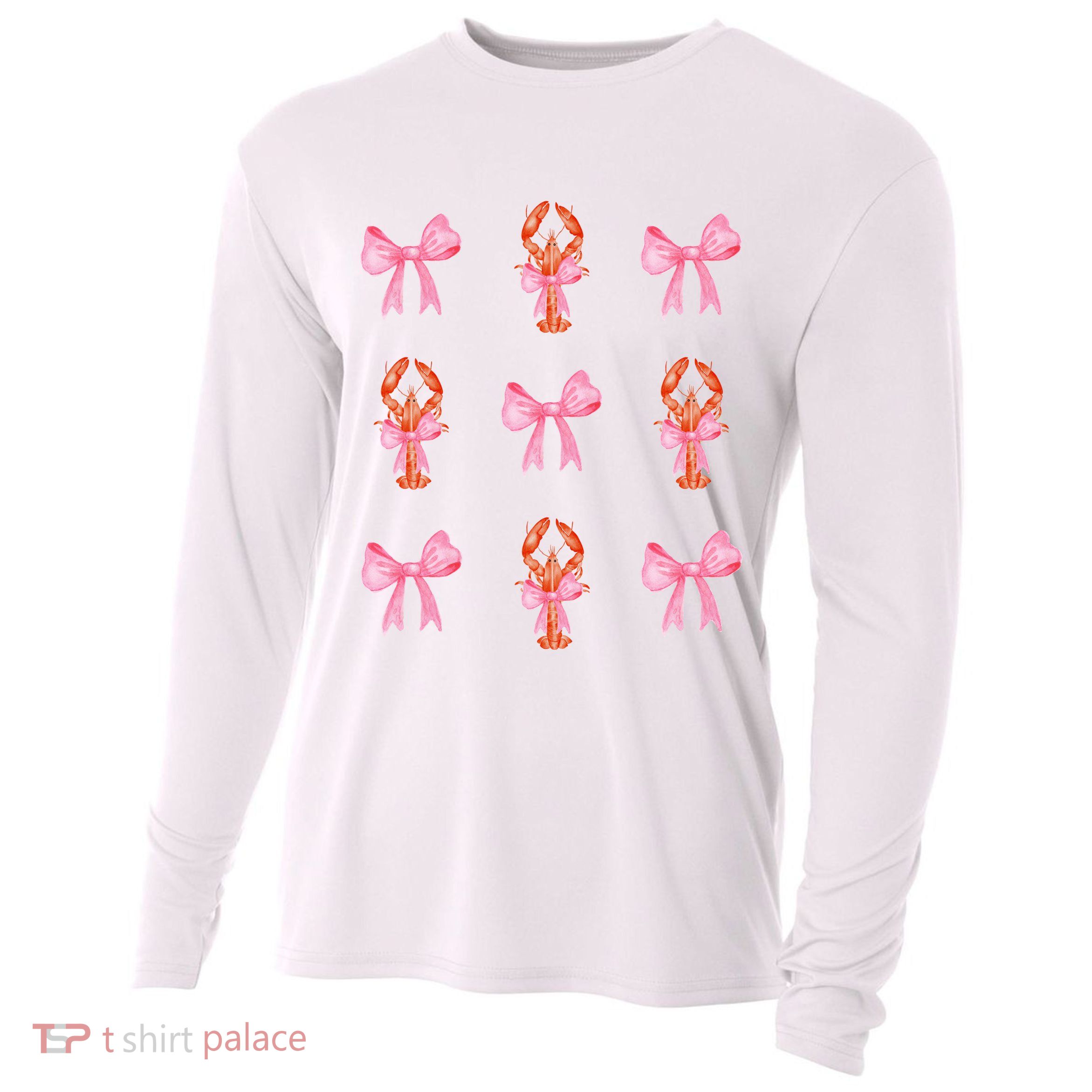 Pink Bow Cute Coquette Crawfish Y2k Clean Girl Aesthetic Cooling Performance Long Sleeve Crew